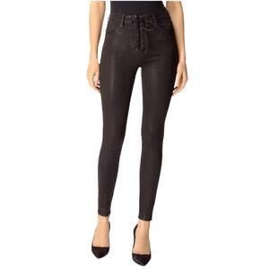 J Brand Steph Shep Charcoal Black High-Rise Laced Up Skinny Jean Vendetta 25
